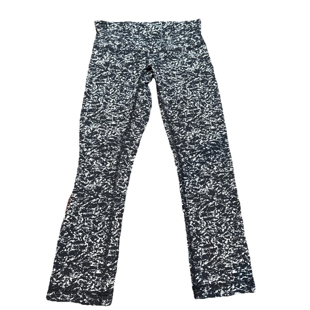 Lululemon Speed Up Crop 21” Black/White Running Leggings Women’s Size 2